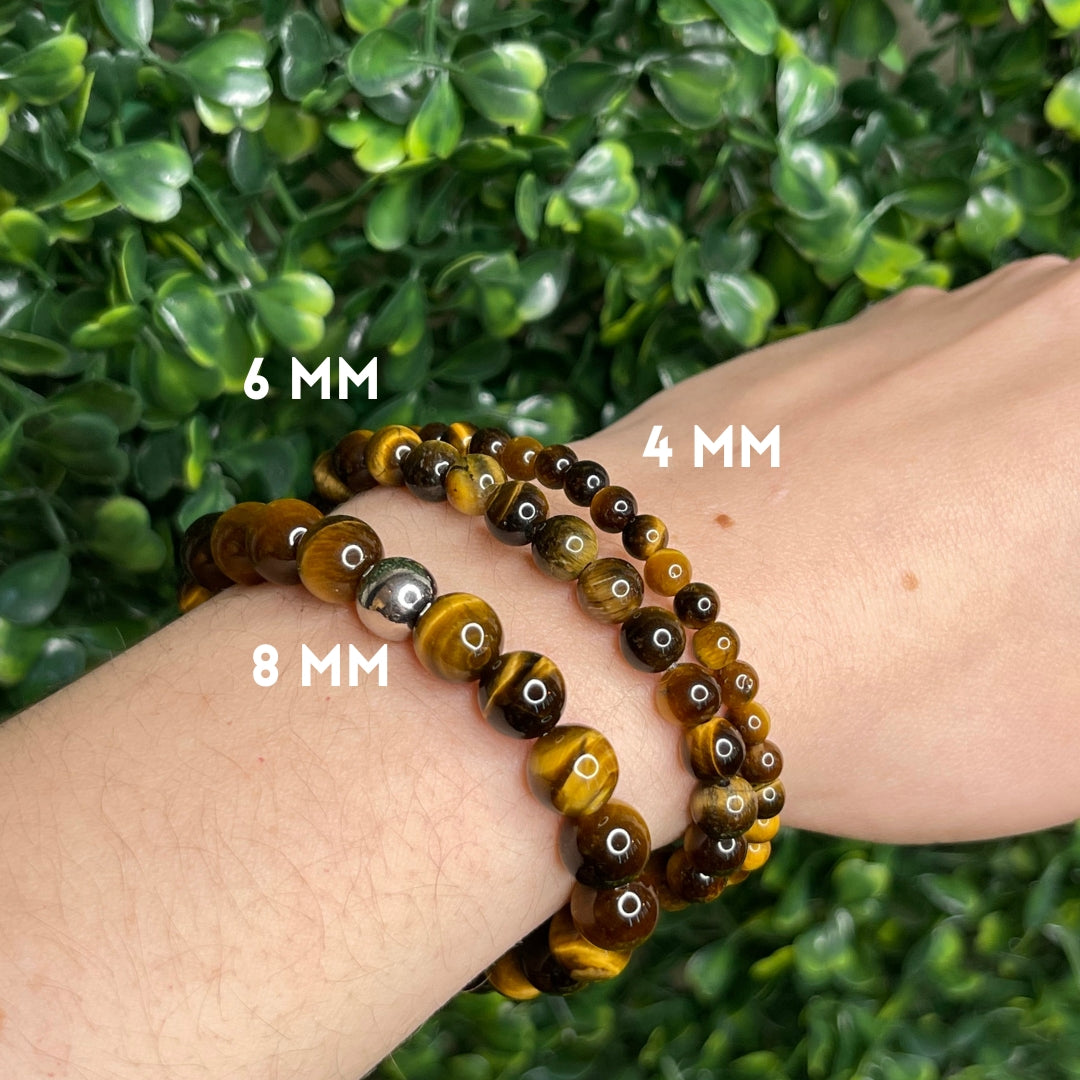 Bracelet Perles Oeil De Tigre Grade A Fait Main - Pierre Naturelle, Taille Sur Mesure