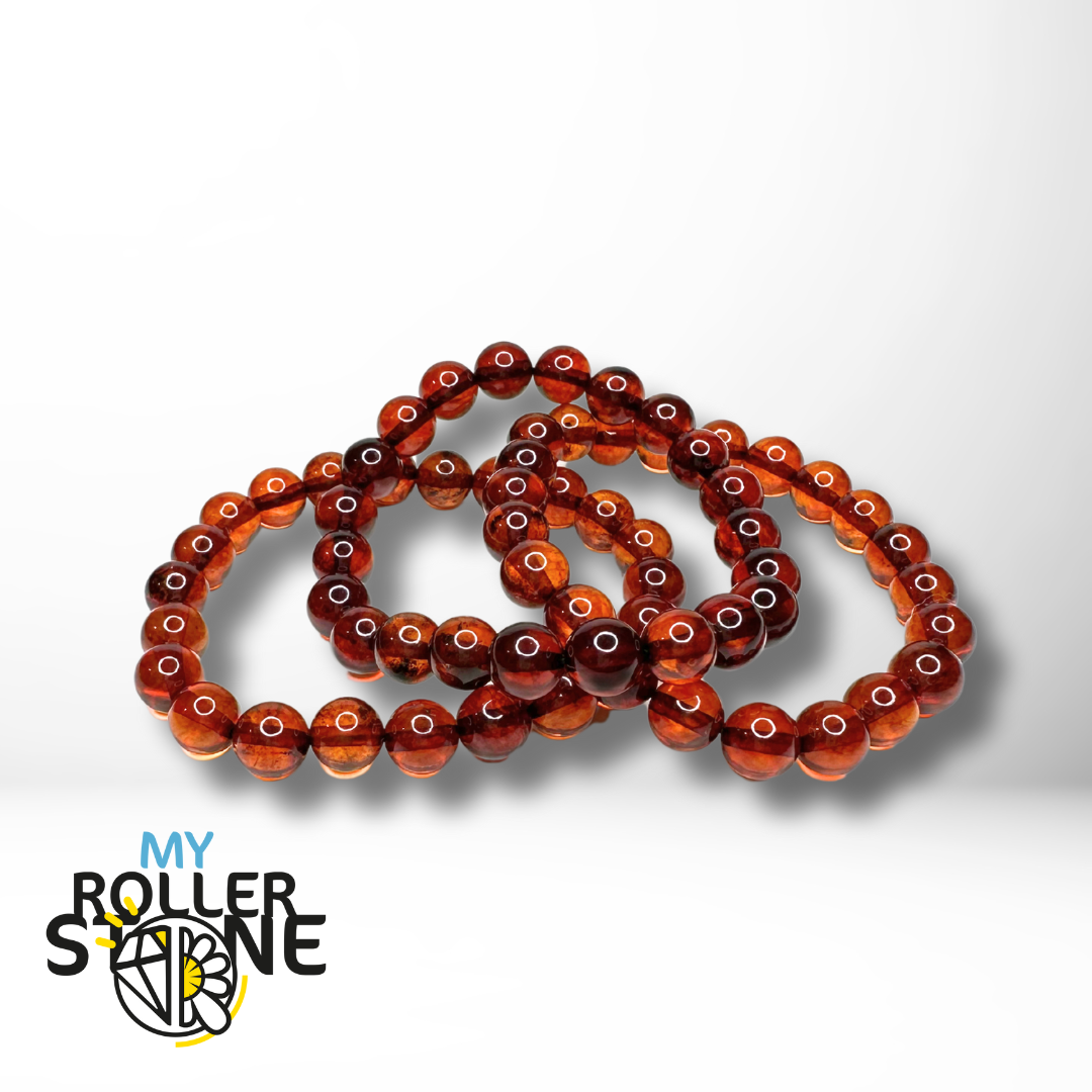 Bracelet Perle ronde Ambre Cognac 8mm - Perles