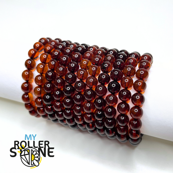 Bracelet Perle ronde Ambre Cognac 8mm - Perles