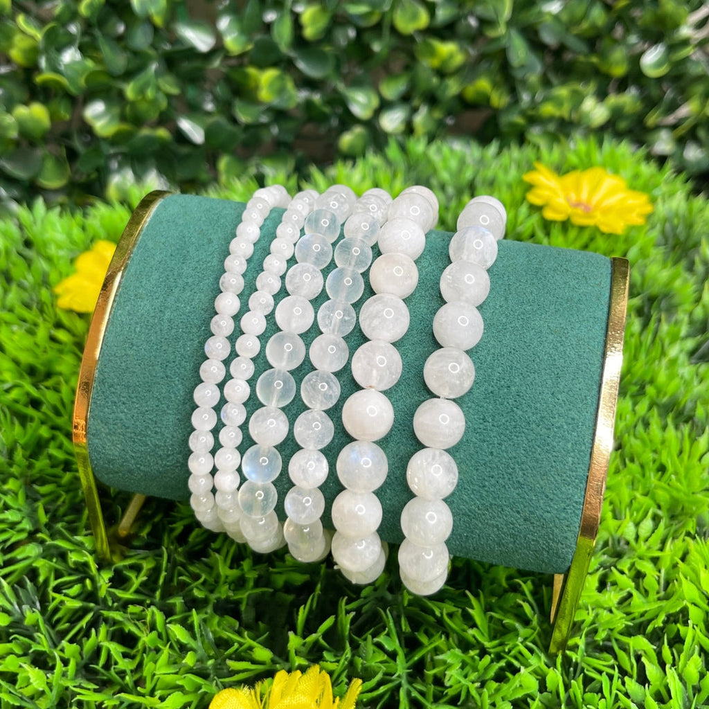 Bracelet Lithothérapie Pierre De Lune Véritable – Blanc, Naturel, Avec étiquette, Budget Beauté