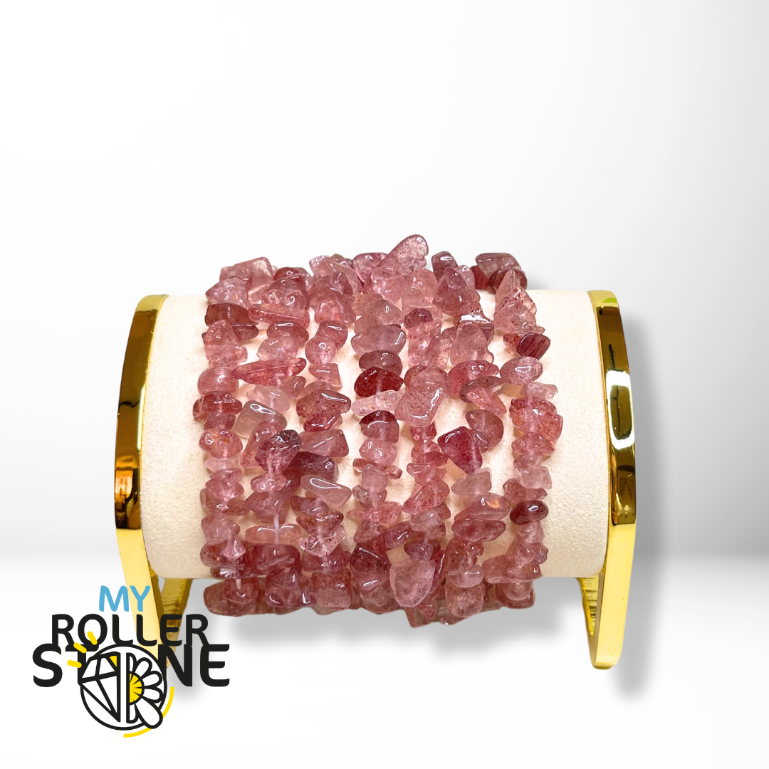 Bracelet Quartz Fraise Chips 5A - Perles