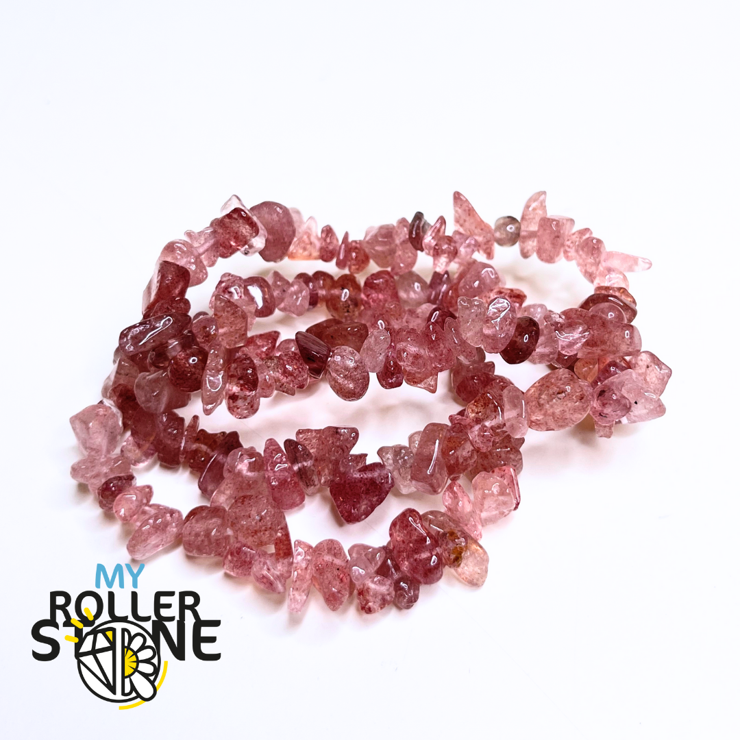 Bracelet Quartz Fraise Chips 5A - Perles