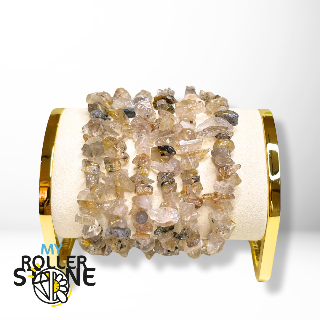 Bracelet Quartz Rutile Doré Chips - Perles