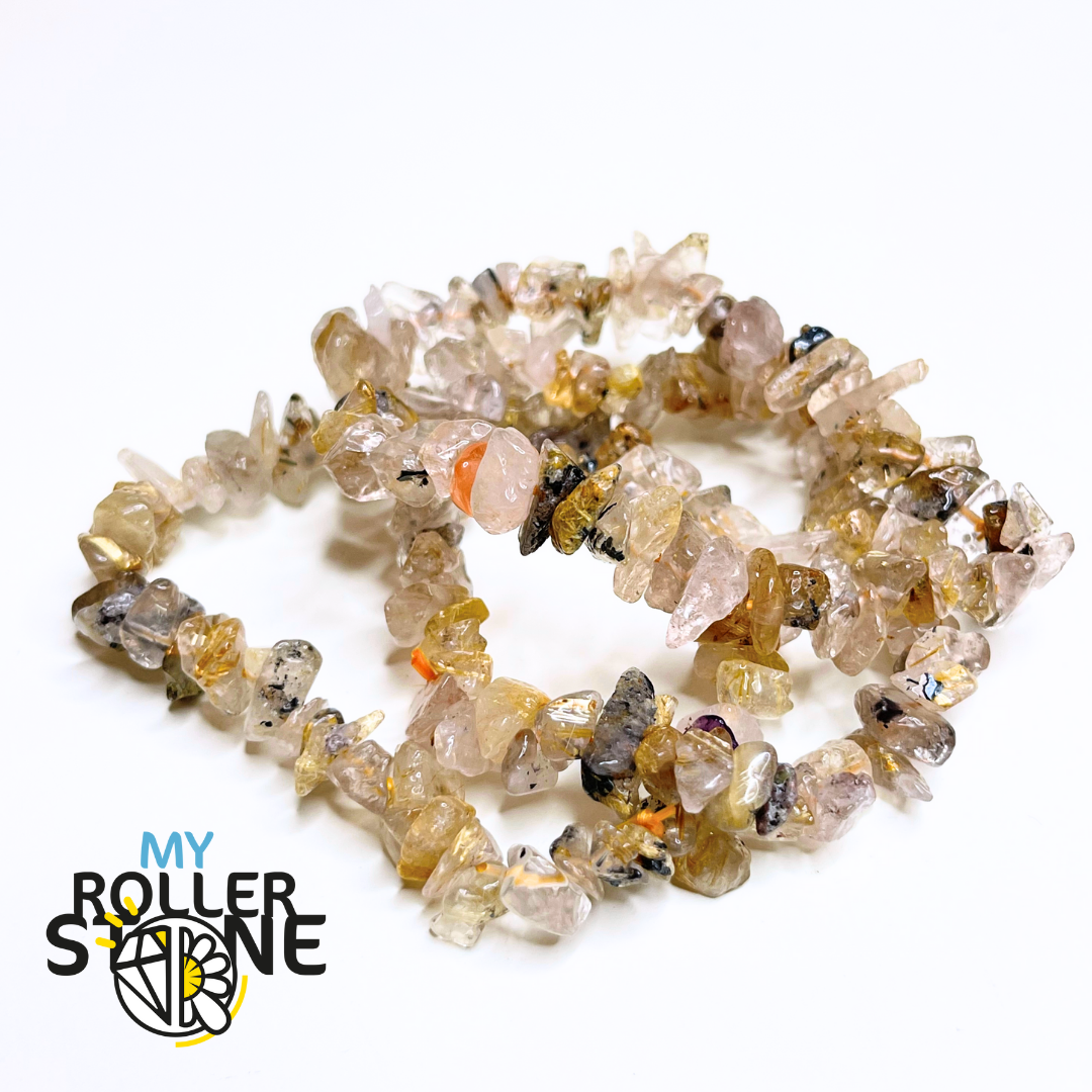 Bracelet Quartz Rutile Doré Chips - Perles