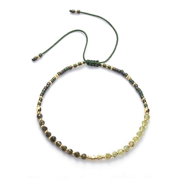 Bracelet réglable Préhnite et Obsidienne - Bracelets