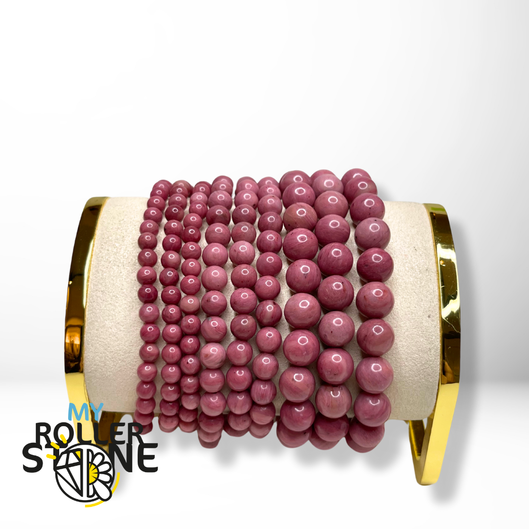 Bracciale Uomo E Donna In Rodonite Naturale Qualità A – Elastico Litoterapia Energetica JEWEL