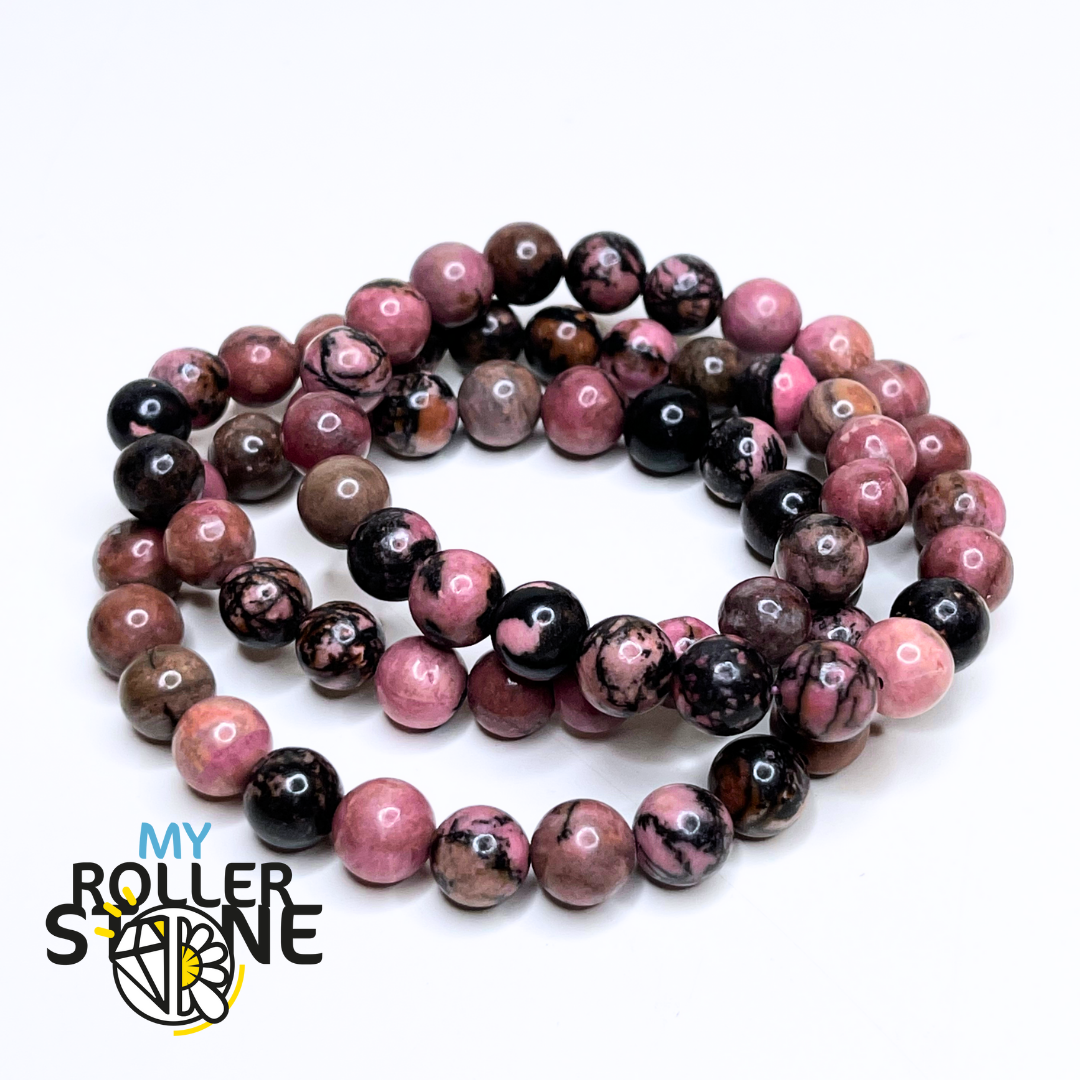Bracciale in RHODONITE naturale, 6 mm e 8 mm, pietra
