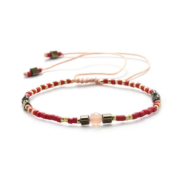 Bracelet rocaile et Pierre du soleil (Réglable petite taille) - Bracelets