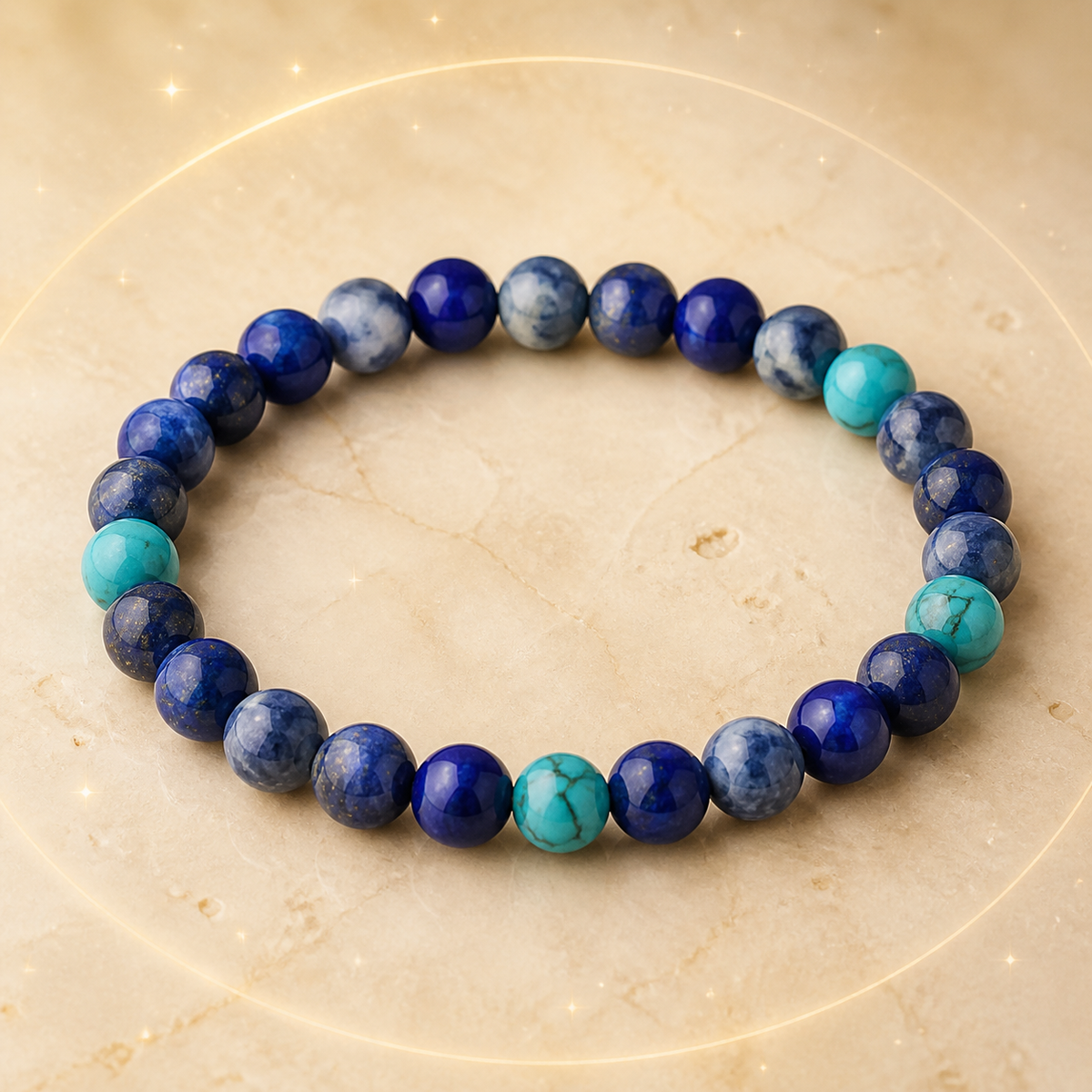 Bracelet Signe Lunaire Sagittaire en Sodalite, Lapis-lazuli, Turquoise