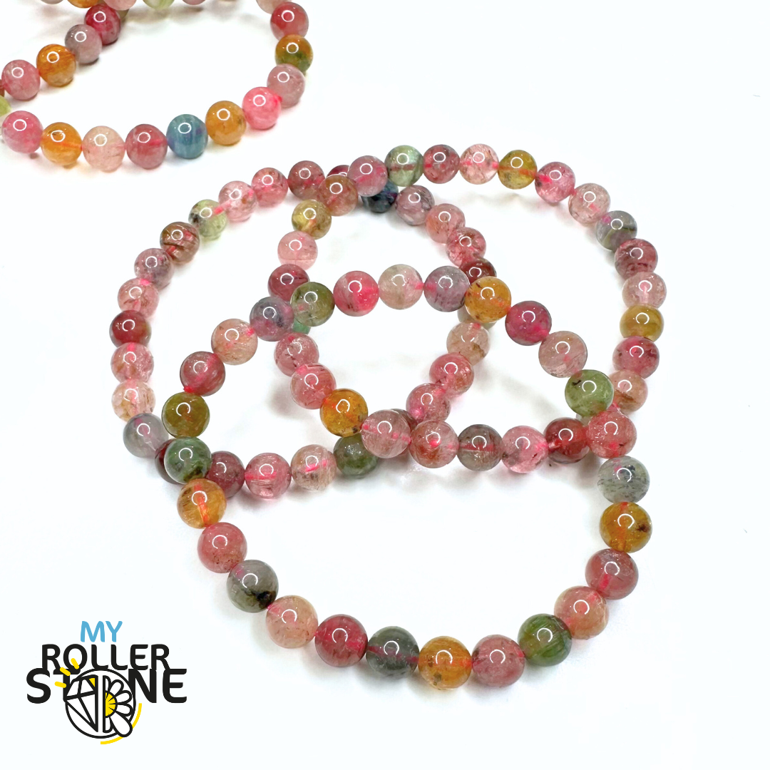 Bracelet Tourmaline Multicolore Bonbon 7A - 7/8 MM - Perles