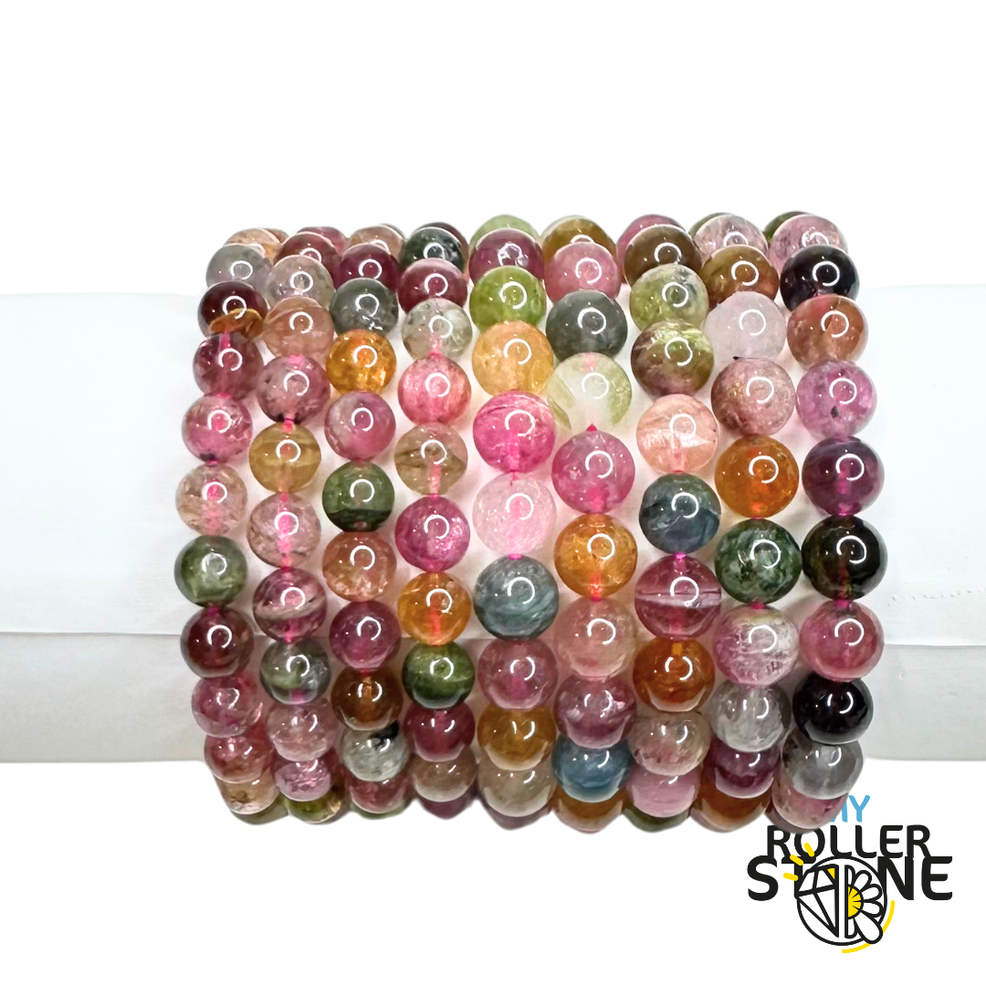 Bracelet Tourmaline Multicolore Bonbon 7A - 7/8 MM - Perles