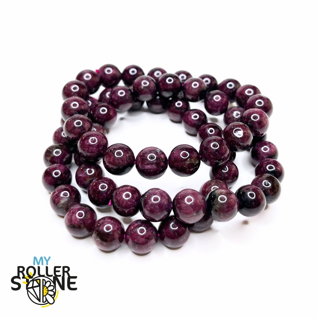 Bracelet Perles Tourmaline Fuchsia Sur Mesure - Pierre Naturelle - Fait Main En France - Taille Personnalisable