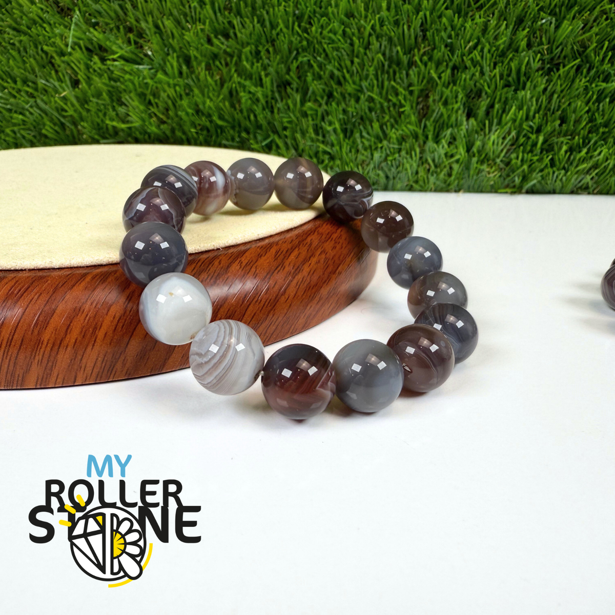 Bracelet Agate du Botswana 3A 12 mm