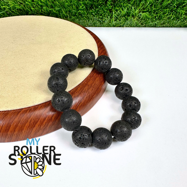 Bracelet My Roller Stone en grosses perles de pierre de lave 12 ou 14 mm