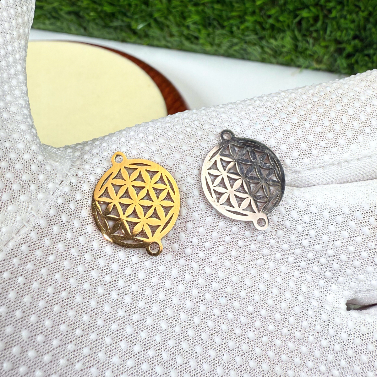 Connecteur Fleur de vie Acier inoxydable Dorée et Argenté