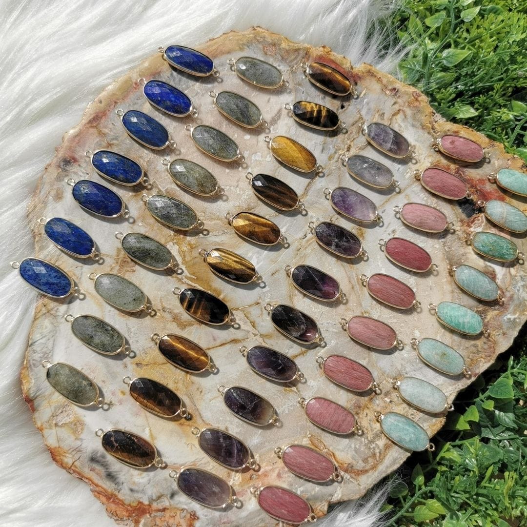 Lot De Perles Et Connecteurs En Agate Naturelle Ambrée - Pour Création Bijoux - Neuf
