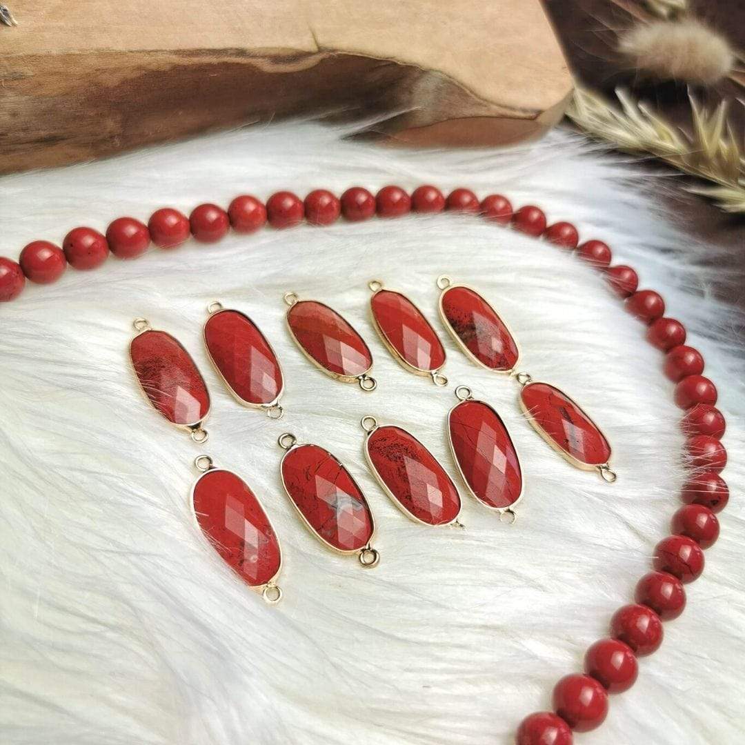 Cabochon connecteur - Jaspe rouge - Accessoires pour bijoux