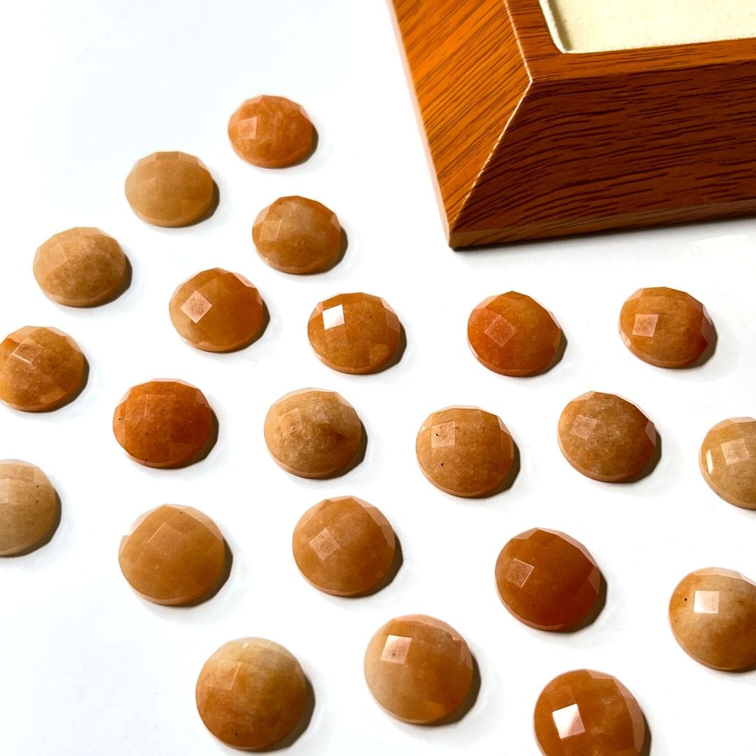 Cabochon Facetté Rond Aventurine Rouge