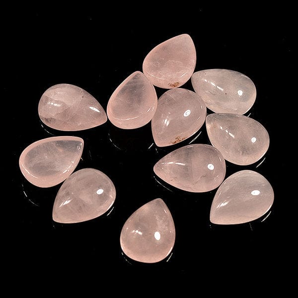 Cabochon goutte en quartz rose translucide