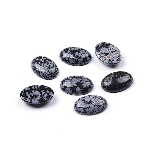Cabochon Ovale Obsidienne Flocon de Neige