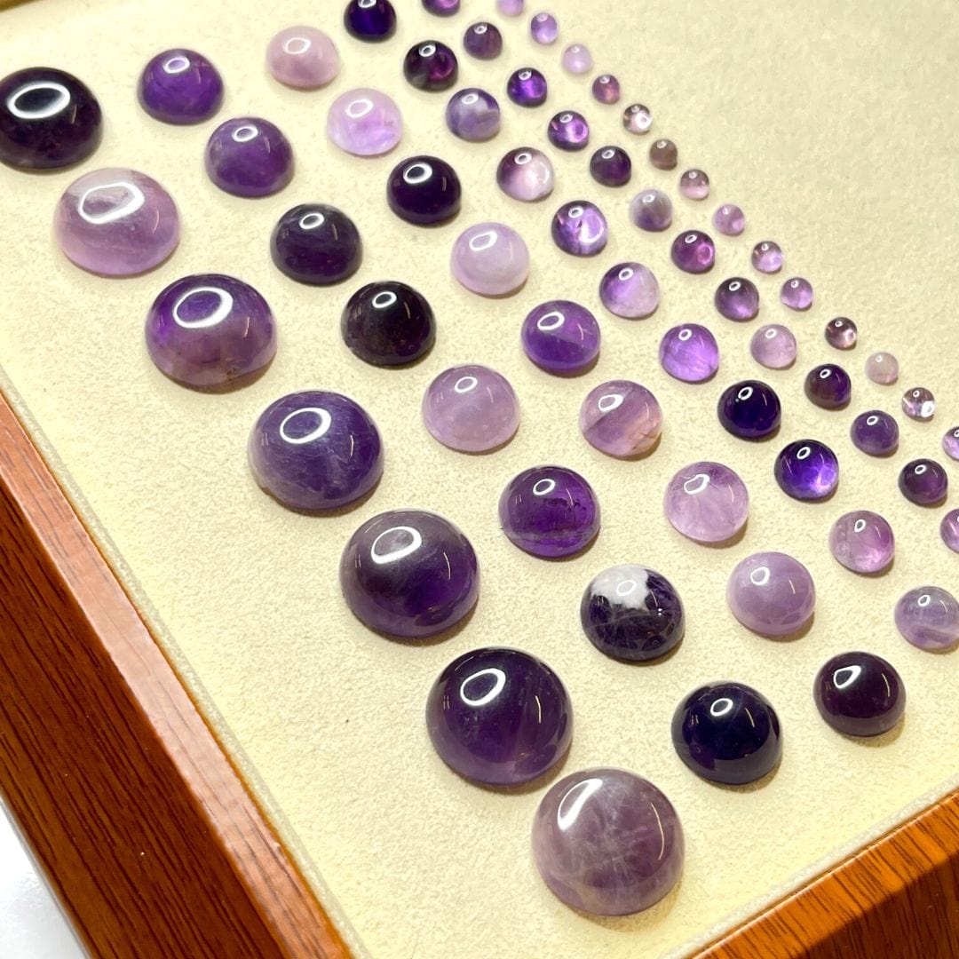 Cabochon Rond Améthyste Chevron 