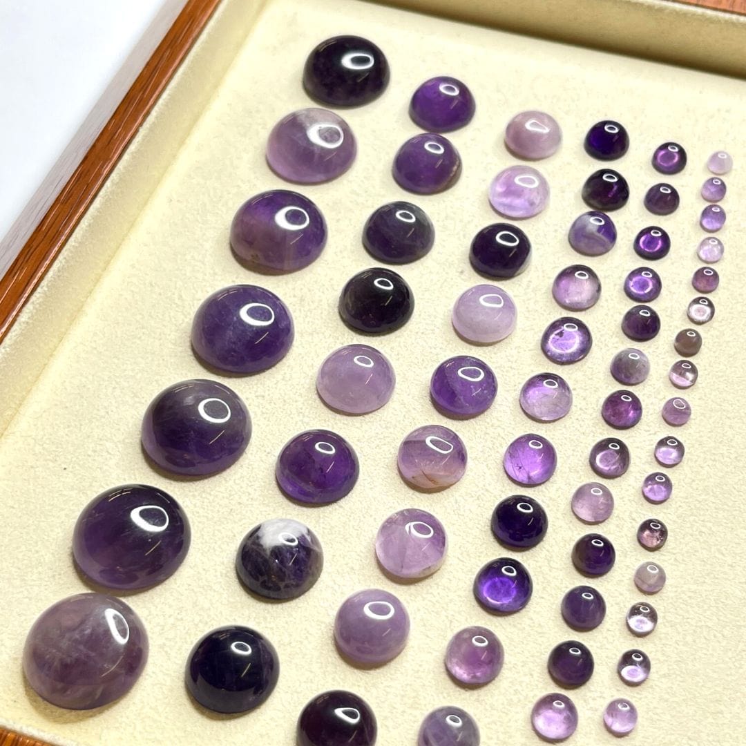 Cabochon Rond Améthyste Chevron 