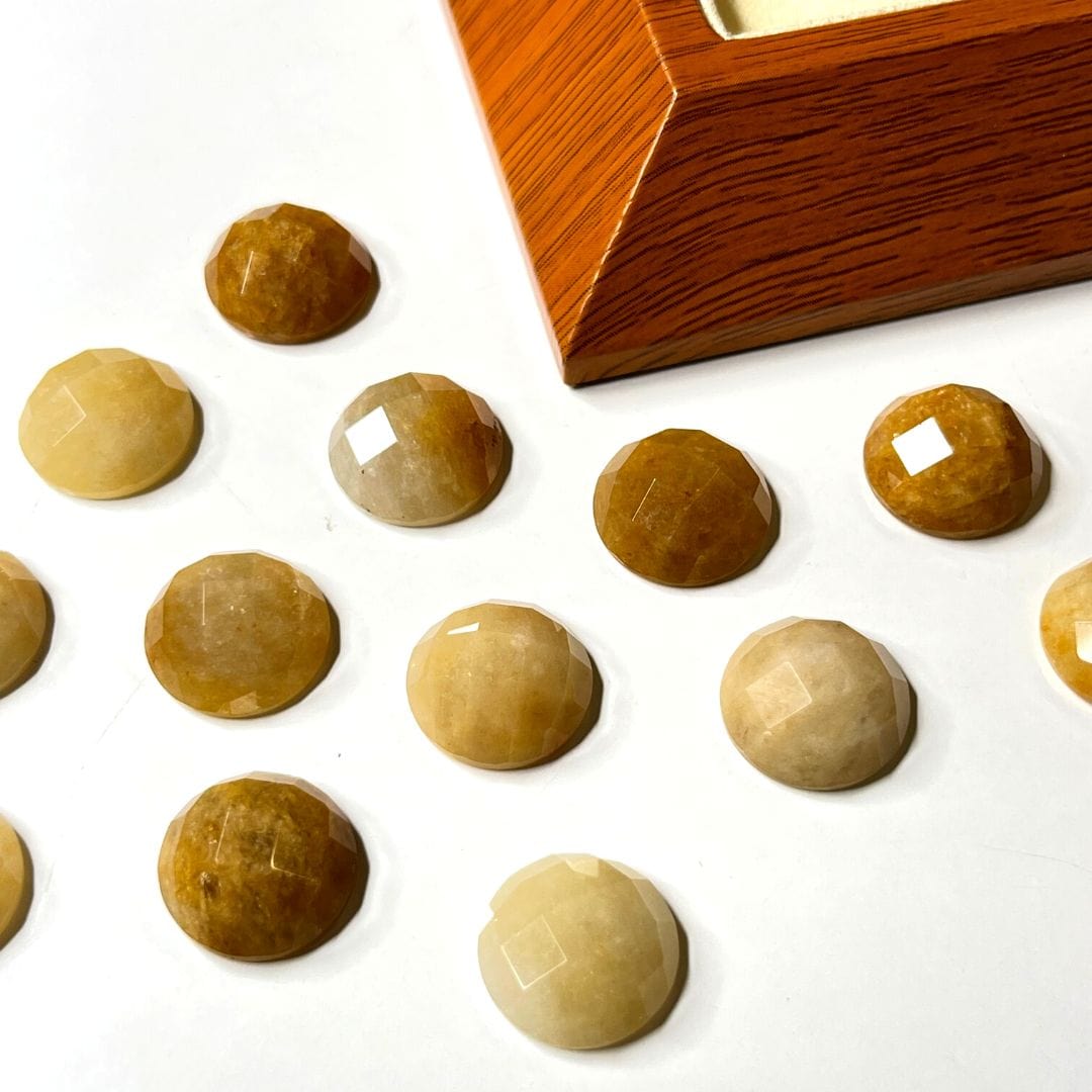 Cabochon Rond Facetté Topaze Jaune