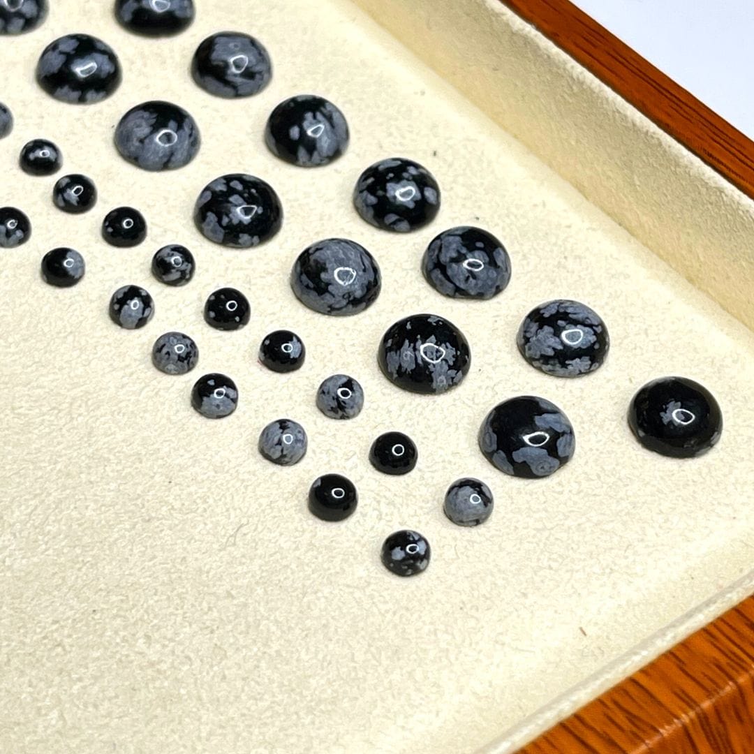 Cabochon Rond Obsidienne de flocon de neige