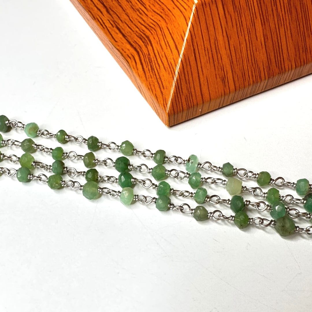 Chaîne perlée Chrysoprase Argent