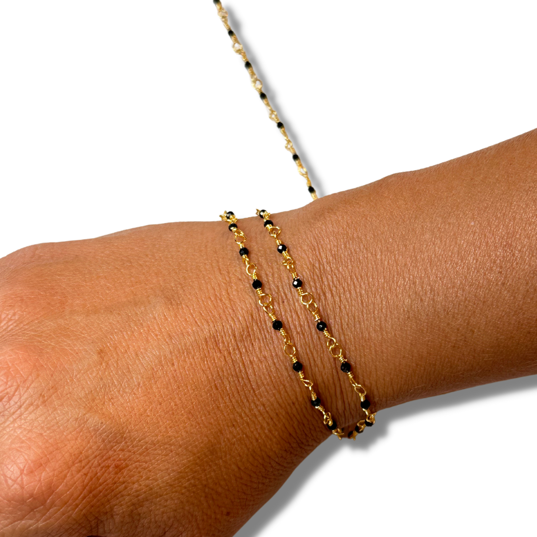 Chaîne perlée Onyx - Bijoux