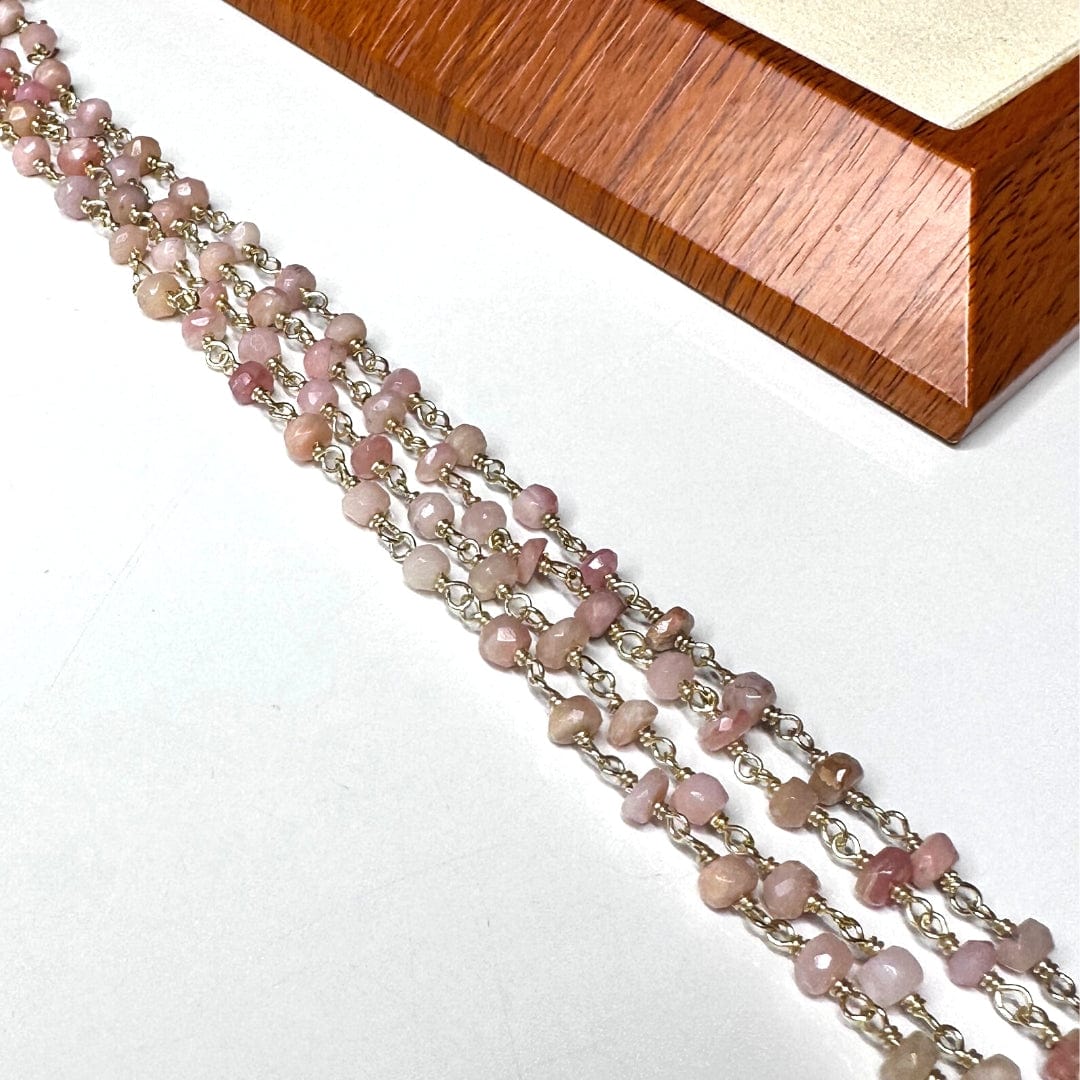 Chaîne perlée Opale Rose Plaqué Or