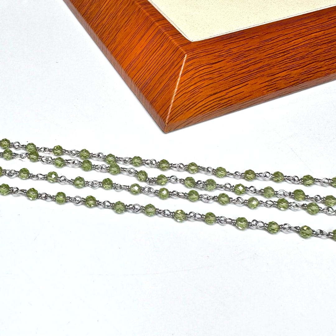 Chaîne perlée Péridot Argent