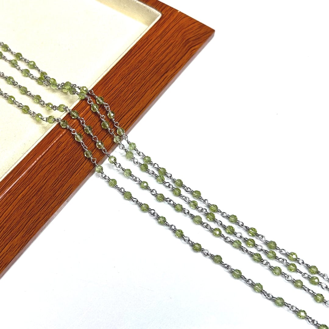 Chaîne Argent perlée Péridot