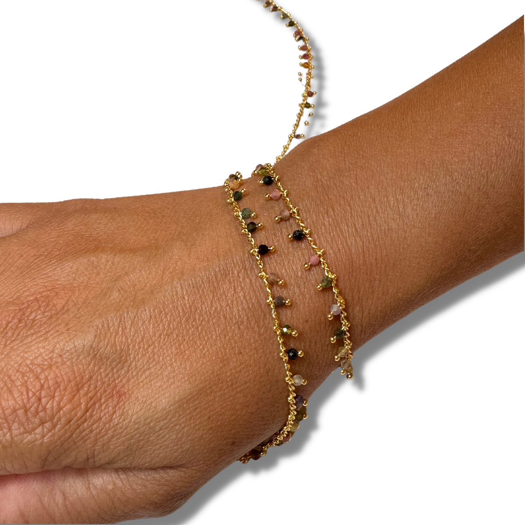 Chaîne perlée Tourmaline multicolore - Chaînes