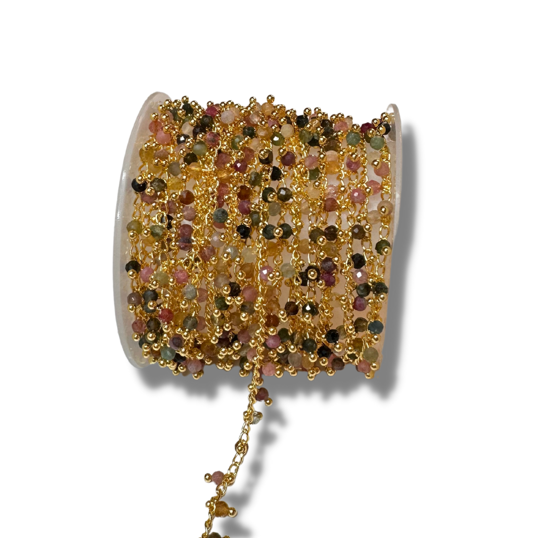 Chaîne perlée Tourmaline multicolore - Chaînes