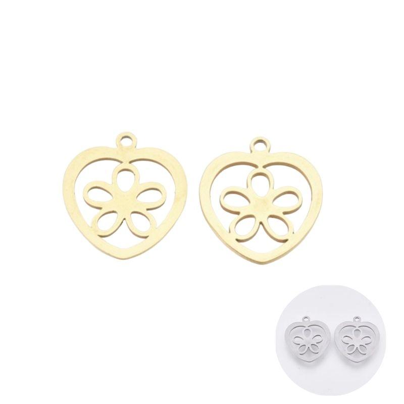 Charm coeur fleur - Breloques et pendentifs