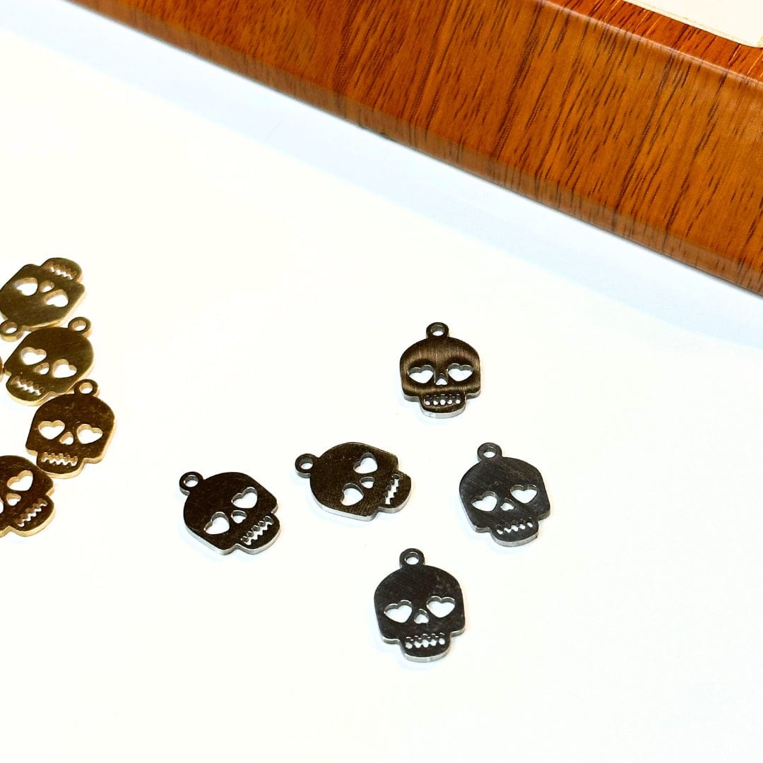 Charm Crâne Cœur Acier Inoxydable Argenté