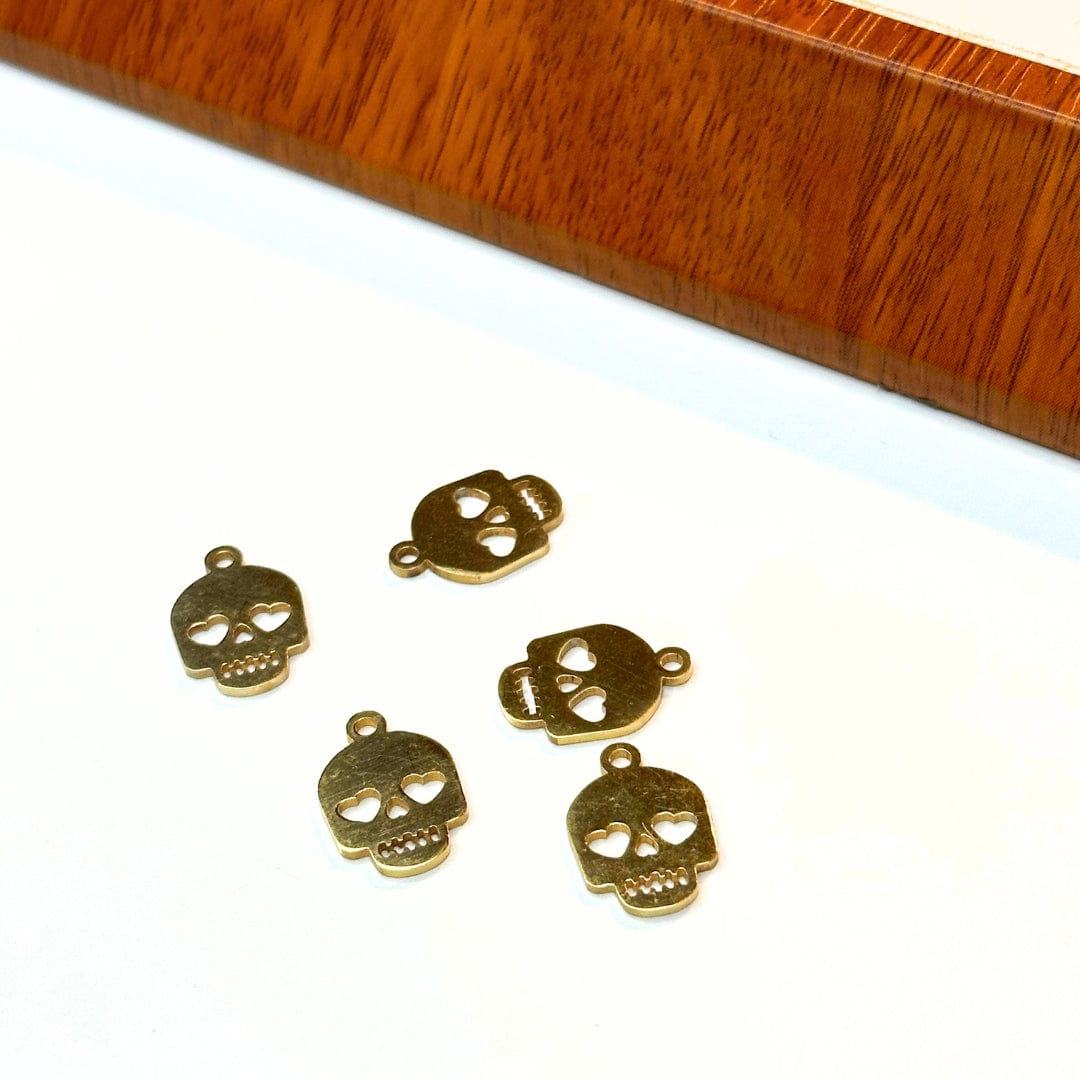 Charm Crâne Cœur Acier Inoxydable Argenté