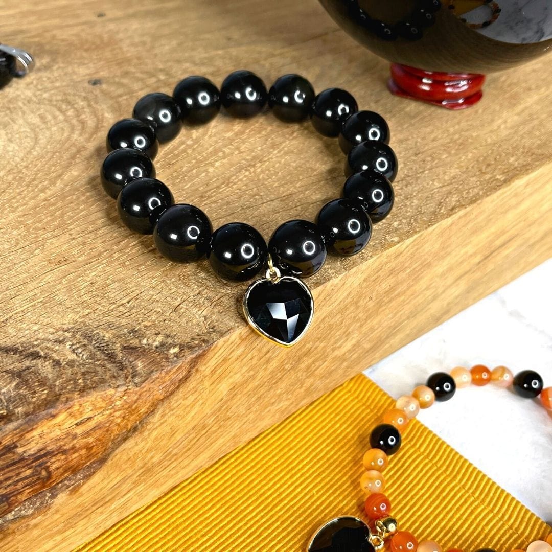 Charm pendentif Obsidienne - Breloques et pendentifs