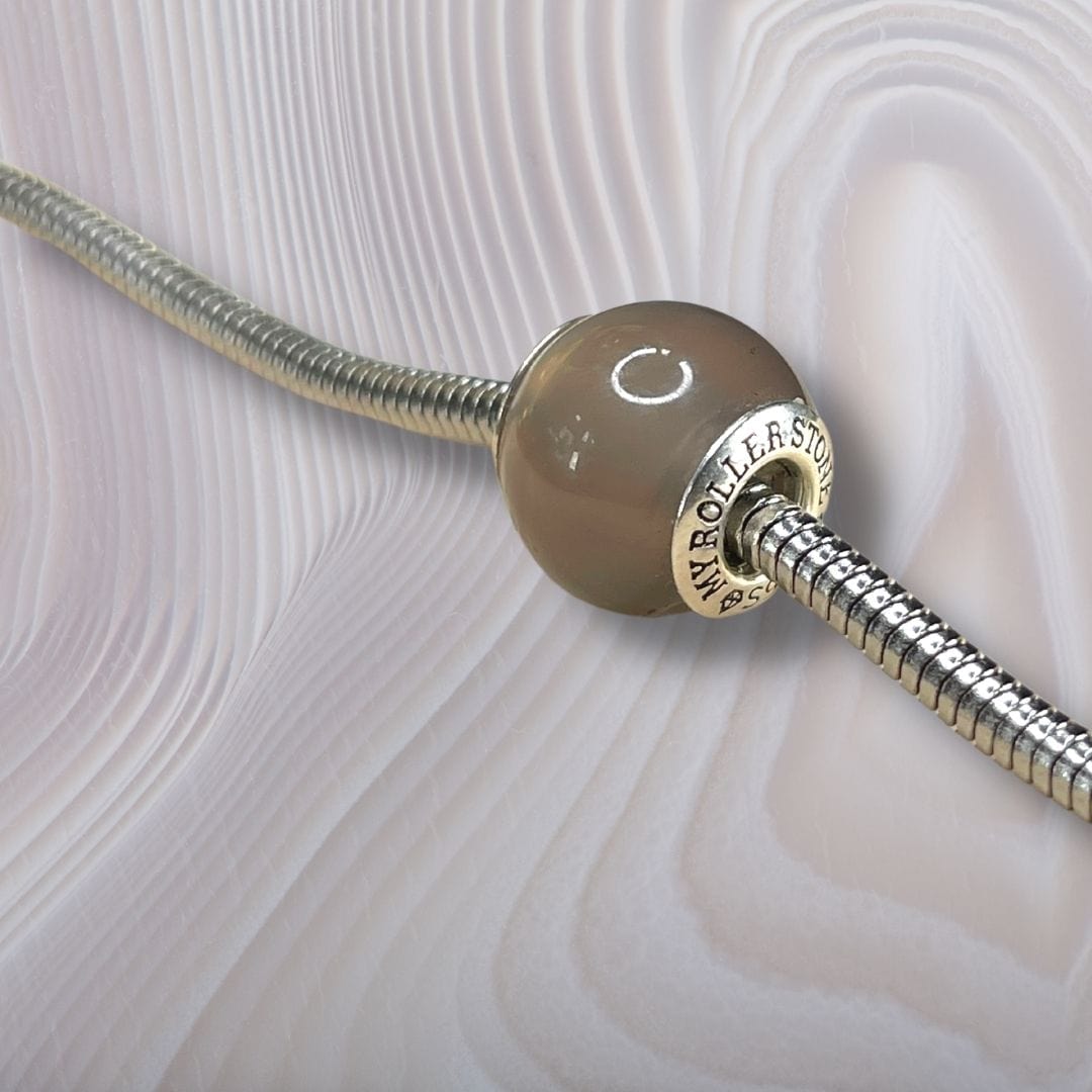 Charm perle Agate grise - Perles