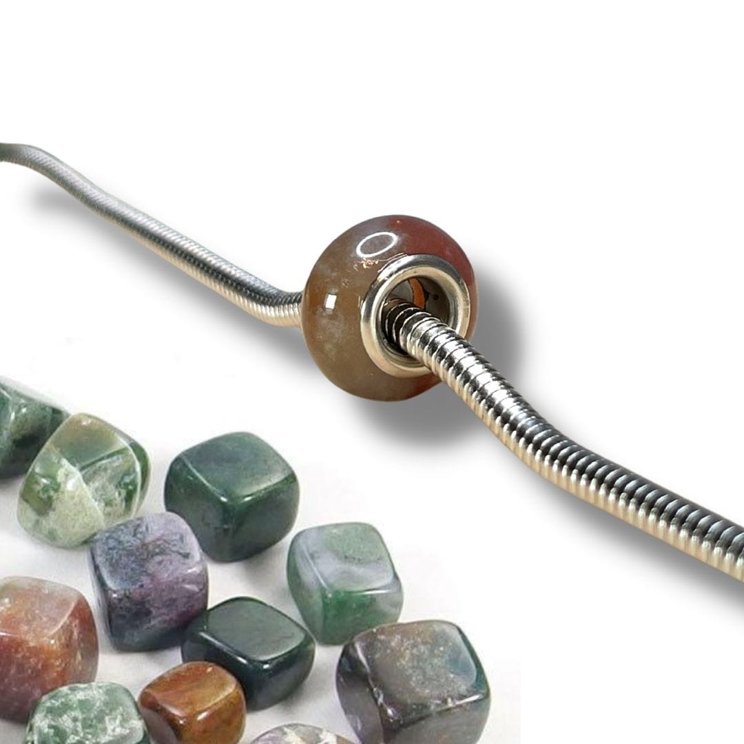 Charm perle Agate Indienne - Argent - Perles
