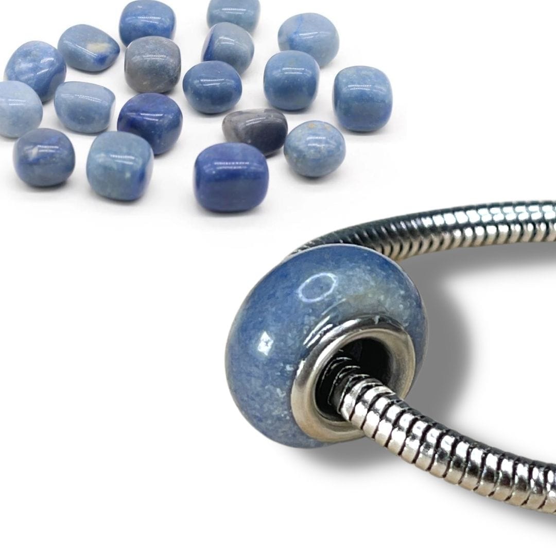 Charm perle Aventurine bleue - Argent - Perles