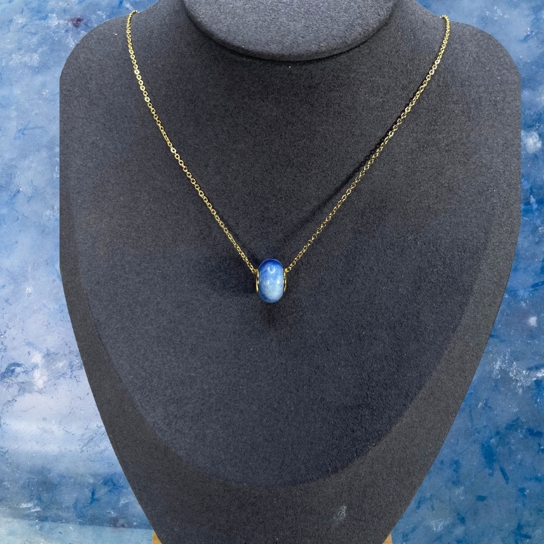 Charm perle Aventurine bleue - Or - Perles
