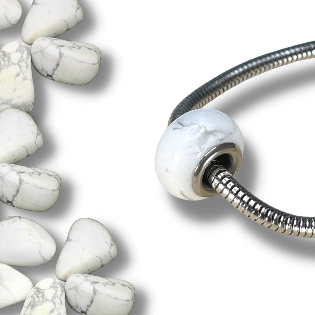 Charm perle Howlite - Argent - Perles