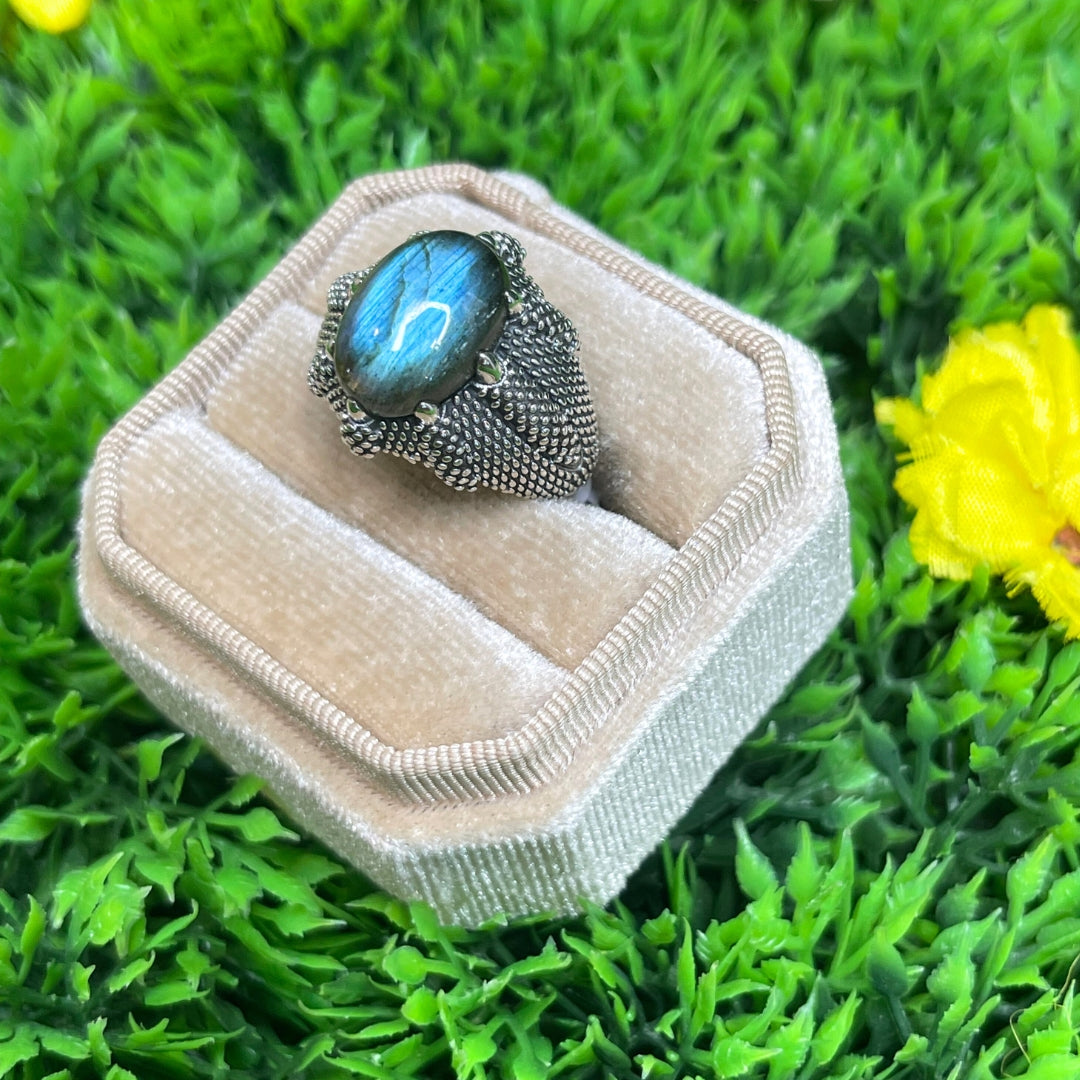 Anello in Labradorite Naturale e Argento 925 Regolabile Anello in Labradorite Naturale e Argento 925 Regolabile