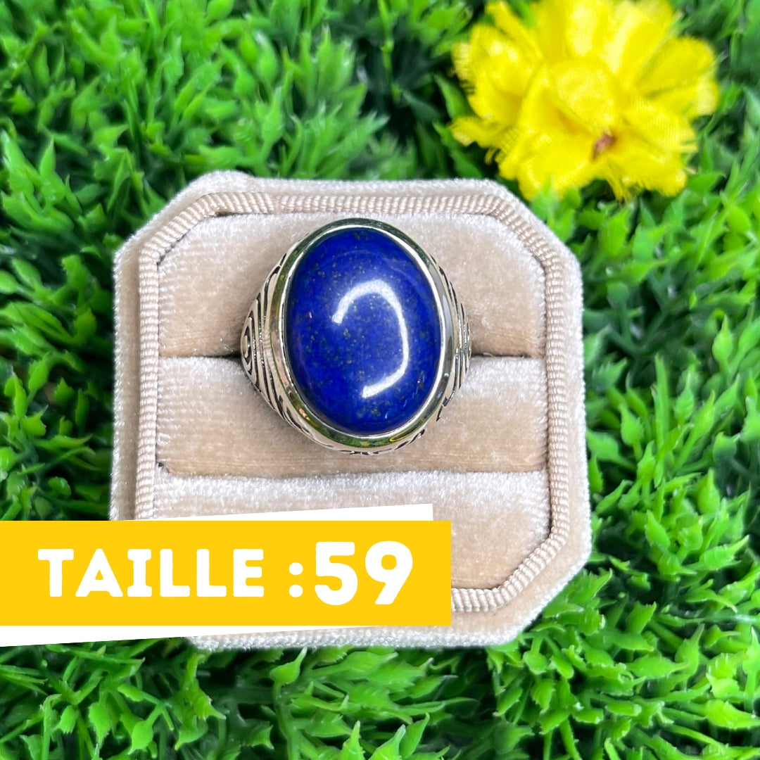  Chevalière Argent Lapis Lazuli Tribal #2