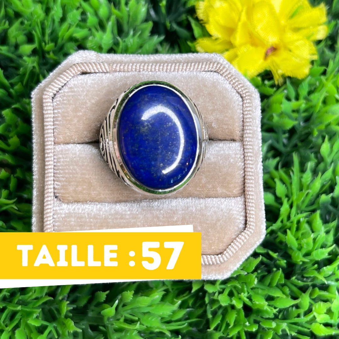 Chevalière Argent Lapis Lazuli Tribal #3 - Bagues