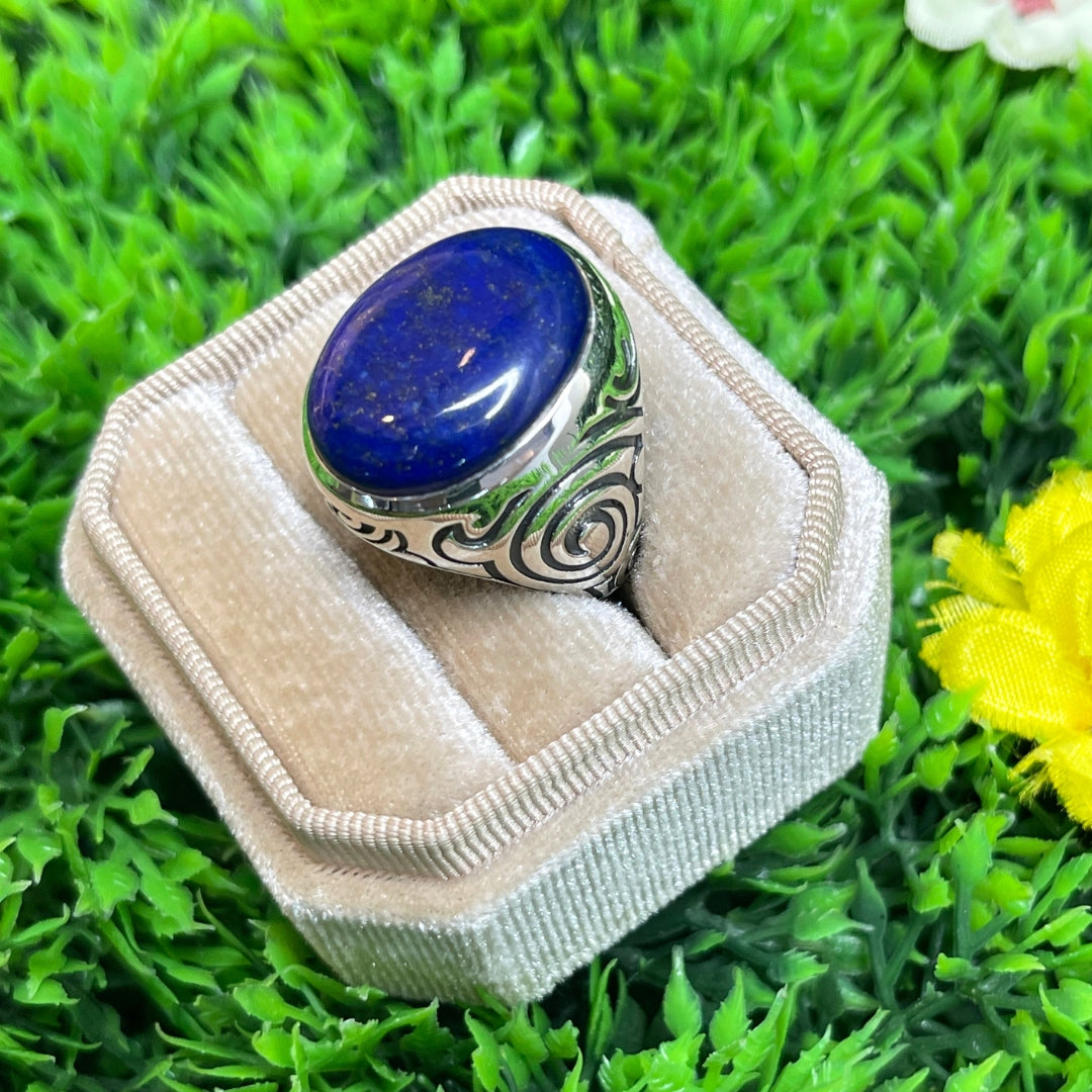 Chevalière Argent Lapis Lazuli Tribal #3 - Bagues