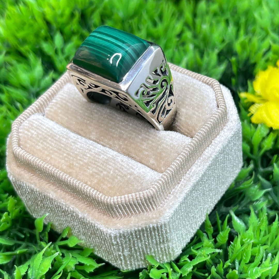 Chevalière Argent Malachite #2