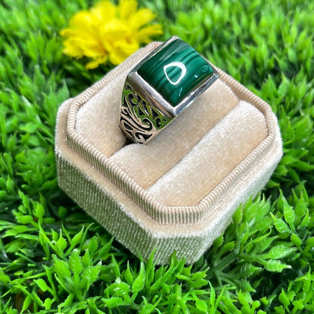 Chevalière Argent Malachite #3